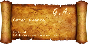 Garai Avarka névjegykártya